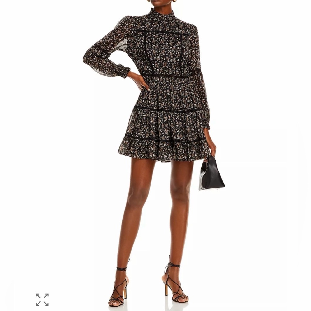 AQUA Ditsy Long Sleeve Dress